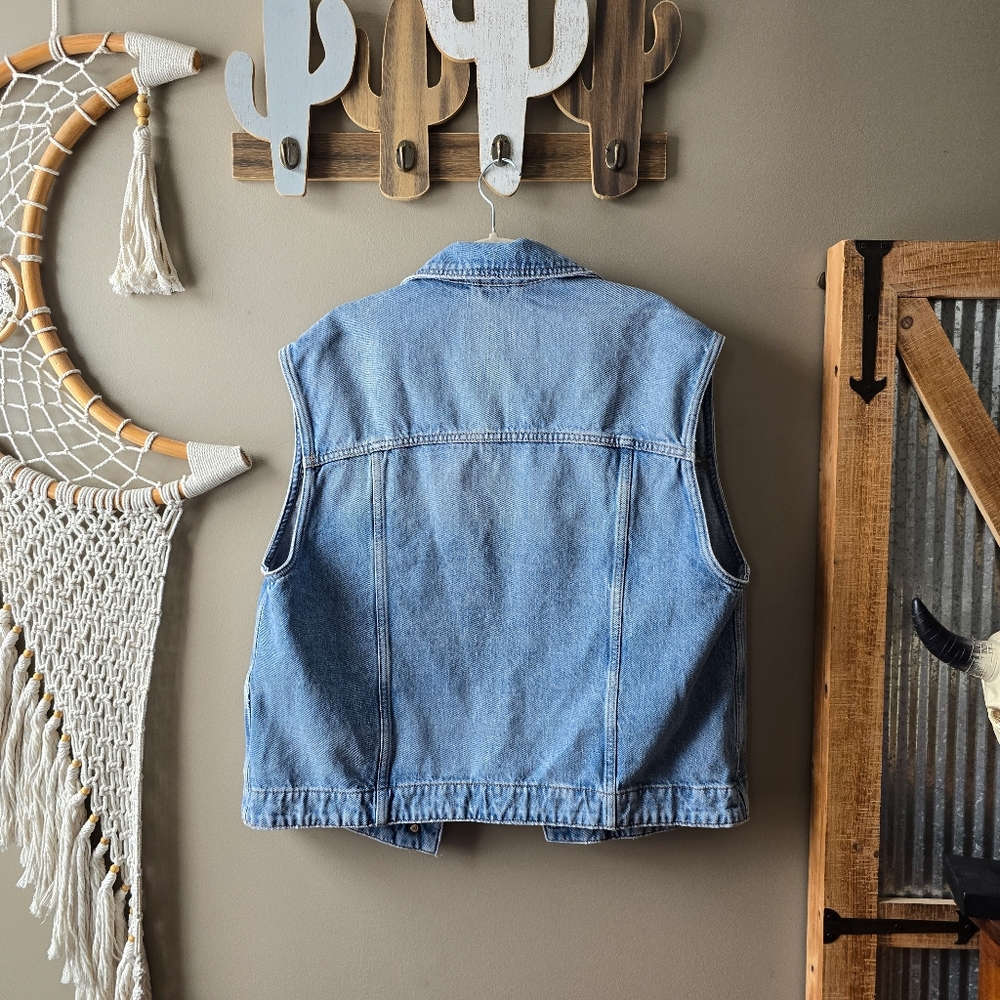 Pilcro Anthropologie Boyfriend Oversized Denim Vest Nwot - Picture 4 of 6